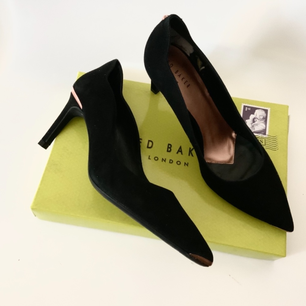 Ted Baker Eriin Black Suede Pump Heel Dress Shoes - Picture 11 of 13